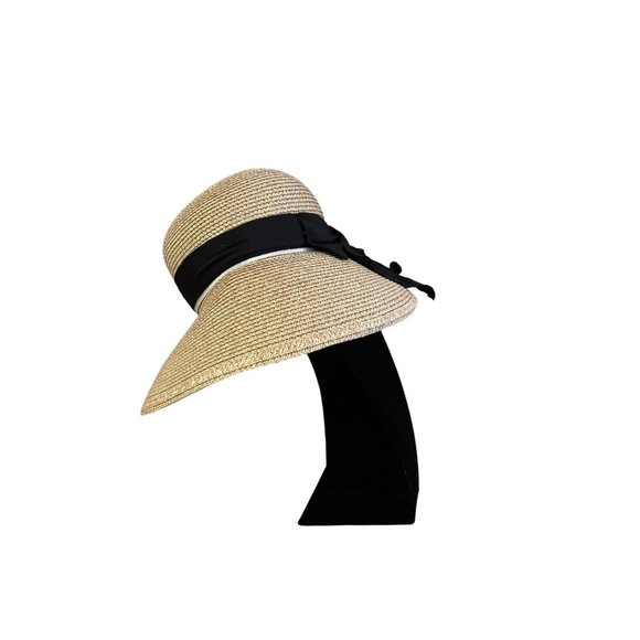 Vintage Comhats Womens Foldable Wide Brim Floppy Summer Sun Beach Straw Hat 1996 - Picture 1 of 7